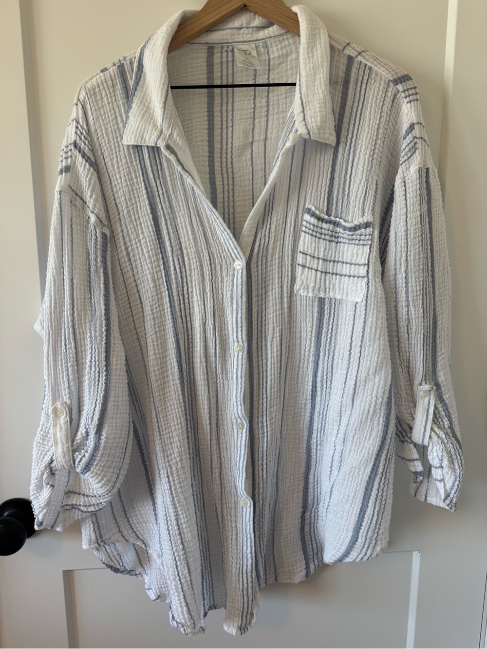 Kona Sol White & Blue Striped Button Down Shirt Size XL